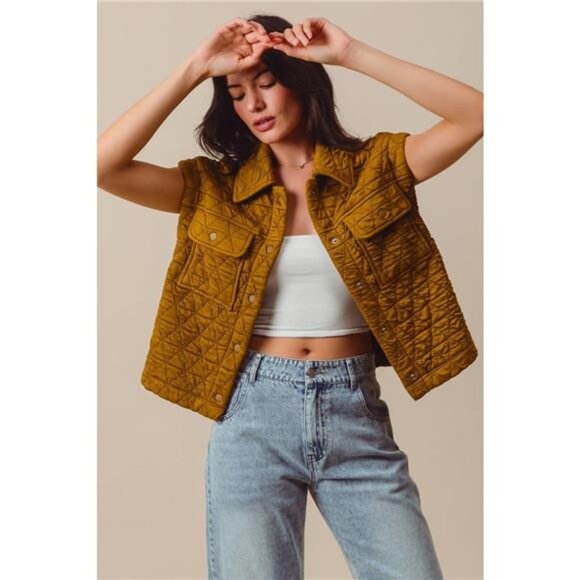 SO ME Triangle Quilting Stitch Button Up Knit Vest - Picture 4 of 5